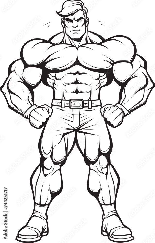 Fototapeta premium Ink Stained Titan A Bodybuilder Caricature with a Hint of the Unknown From Gym Rat to Graphic Enigma This Caricature Sparks Curiosity