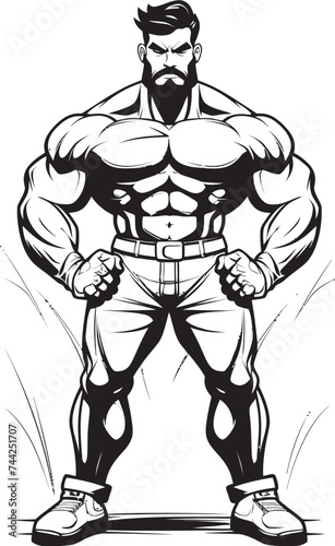 Pumped Up Punchline Playful Bodybuilder Mascot Ironclad Comedy Black Caricature Muscleman Icon