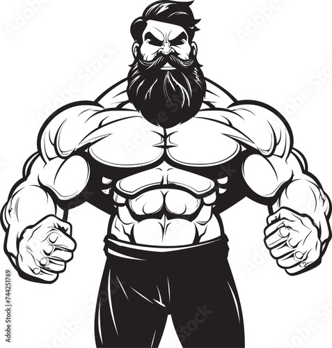 The Iron Giant A Black and White Bodybuilder Caricature of Imposing Presence The Pec Tacular Punisher A Playful Caricature for the Chest Devotee