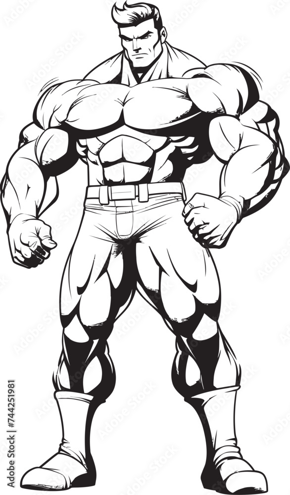 Fototapeta premium Bicep Bliss Playful Portrayal of Peak Physique Bullish Business A Stoic Stare in Black and White
