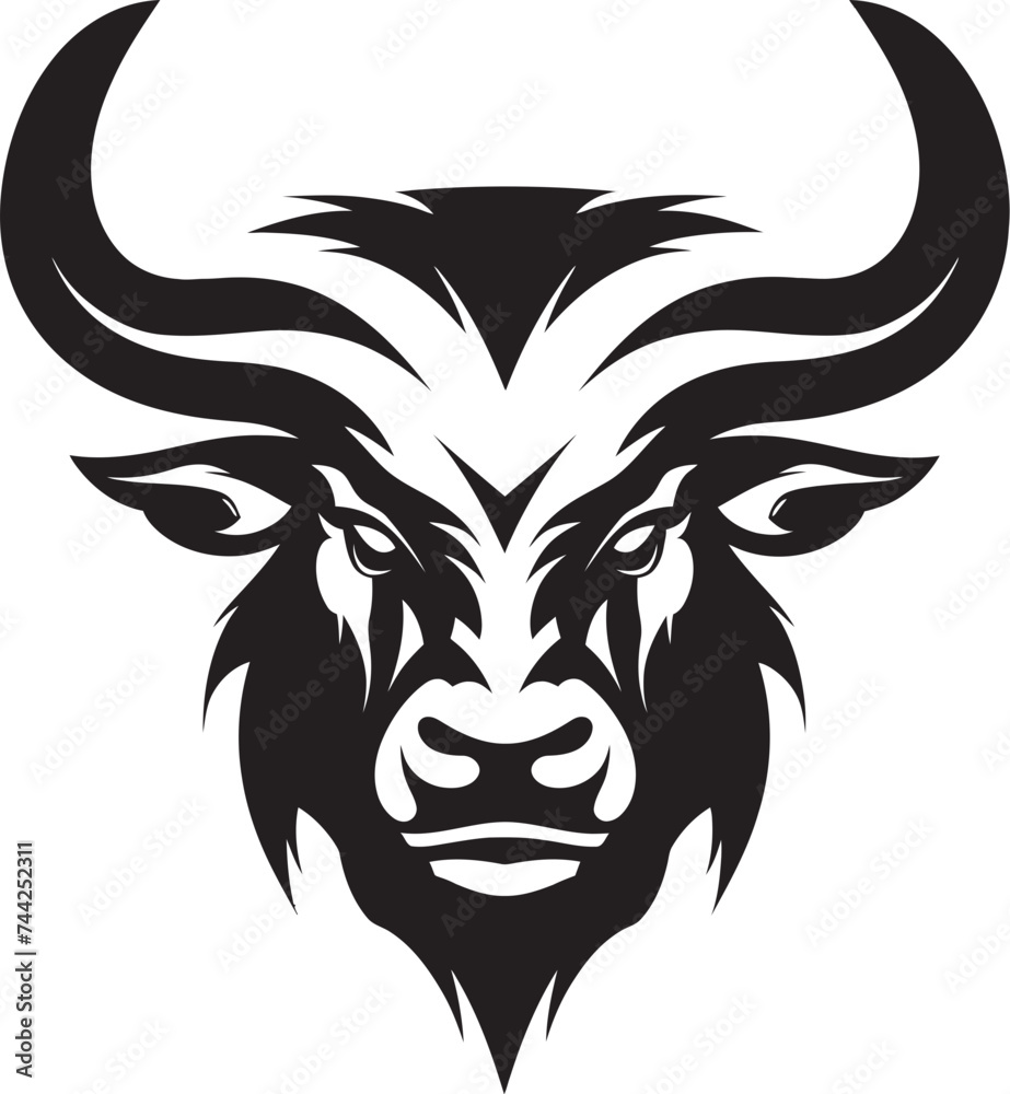Obraz premium Pioneering Spirit A Bull Head Icon for Trailblazing Brands Always on the Rise A Bull Mascot for Upward Mobility