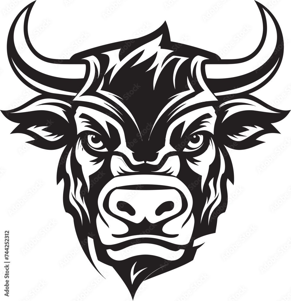 Always on the Rise A Bull Mascot for Upward Mobility Unwavering Focus A Black and White Icon for Goal Oriented Brands