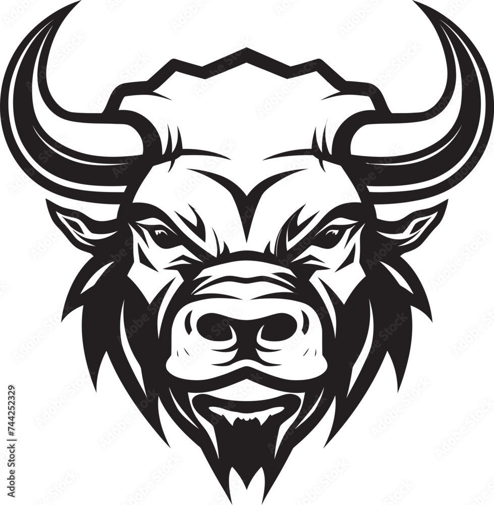 Ink Stained Strength A Bull Head Icon with Grit From Pasture to Enigma A Bull Mascot Sparking Curiosity