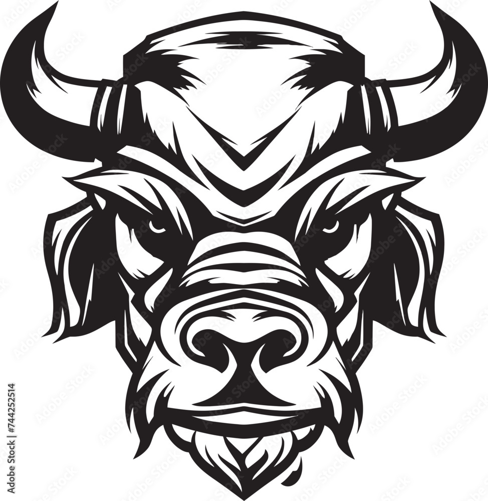 Tech Bull A Mascot for Innovation and Technology Moo ving Forward with Confidence A Black and White Bull Icon