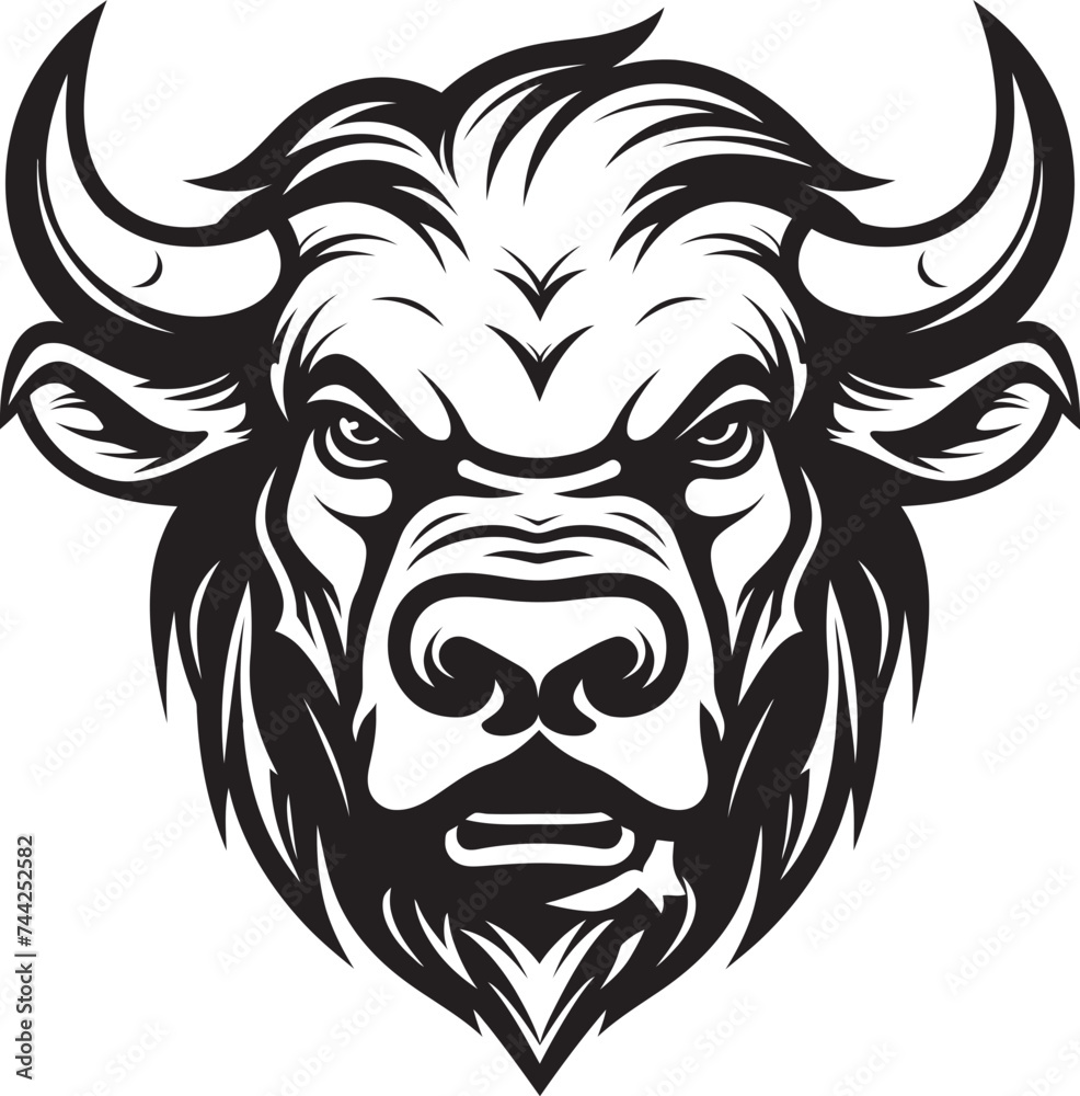 Unwavering Focus A Black and White Icon for Goal Oriented Brands Unleash Your Brands Strength A Black and White Bull Mascot