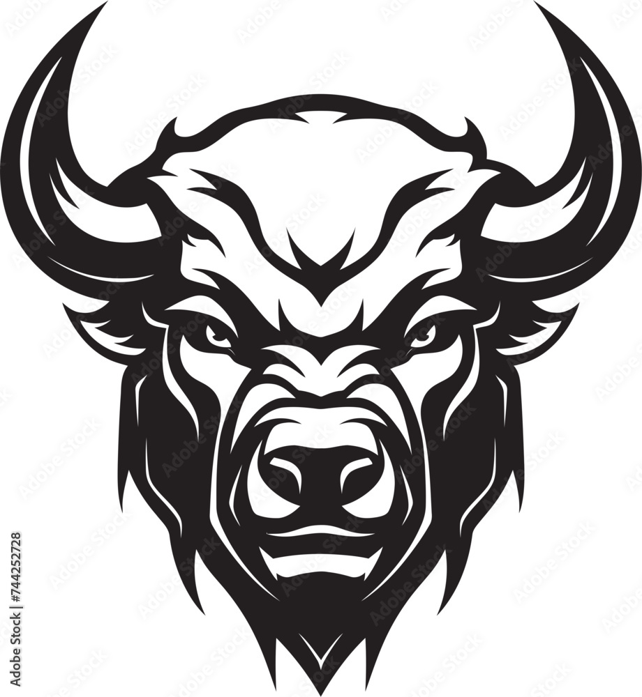 The Silhouette of Power A Black and White Bull Head Shrouded in Mystery Bullish Enigma A Symbol of Untamed Potential and Power