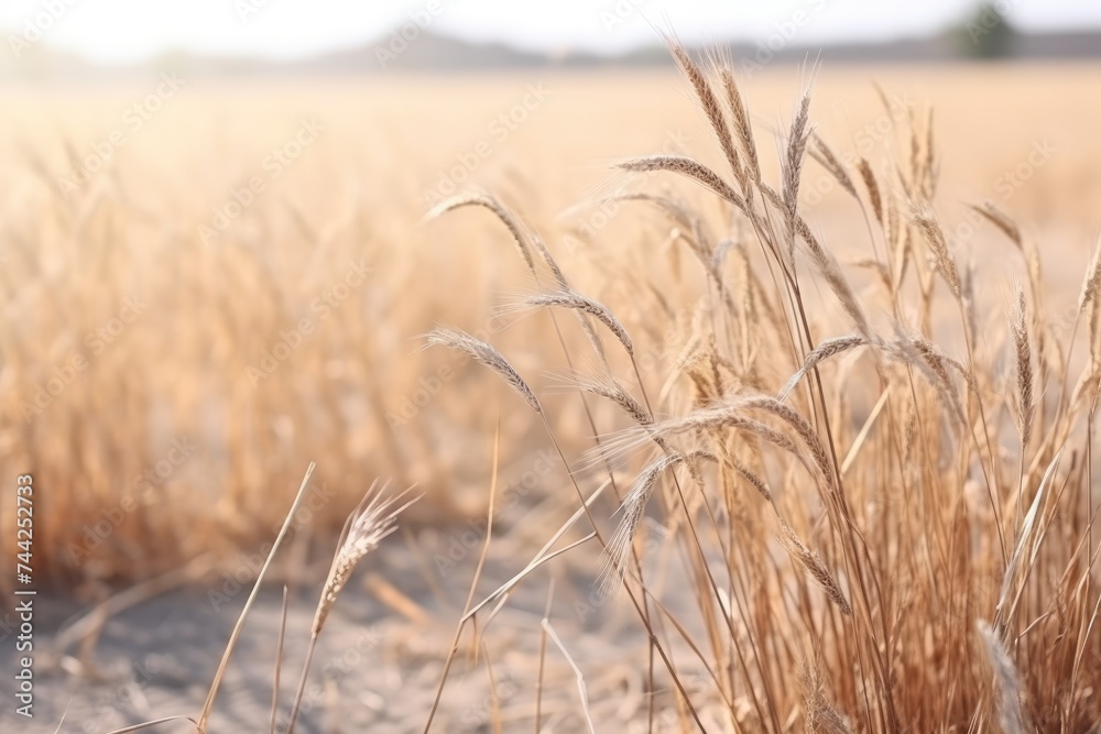 Fototapeta premium Drought-Impacted Dry Wheat Field