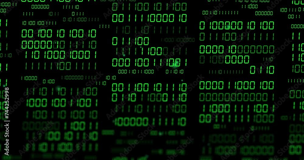 Animation of binary coding and data processing