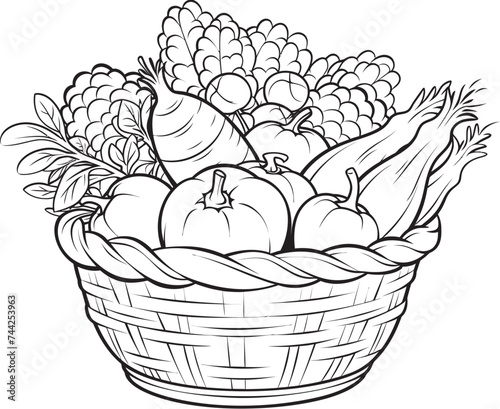Veggie Venture Coloring Pages Overflowing with Fresh Produce Basket Bonanza Colorful Vegetable Bounty