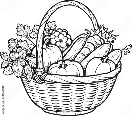 Bountiful Beauty Coloring Natures Bounty in a Basket Garden Glory Coloring Pages Celebrating Fresh Harvests