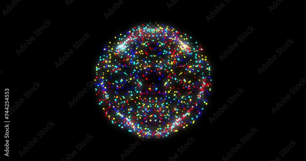 Animation of data processing over globe of connections on black background