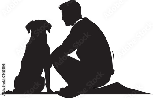 Bound by Design Black Icon for Dog and Owner Duo Doggedly Devoted Vector Logo Design for Pet and Pal