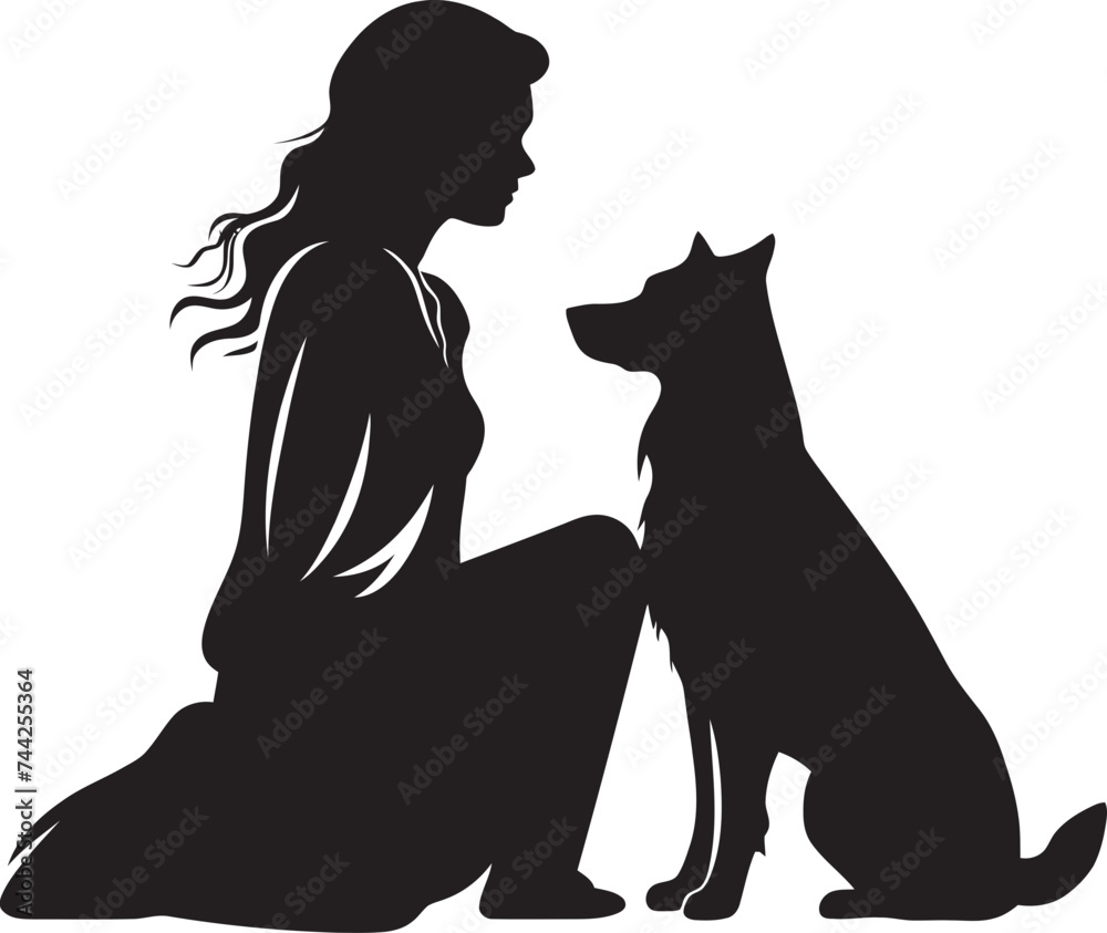 Canine Harmony Icon Graphics for Pet and Human Connection Canine Connection Iconic Black Logo Vector Design