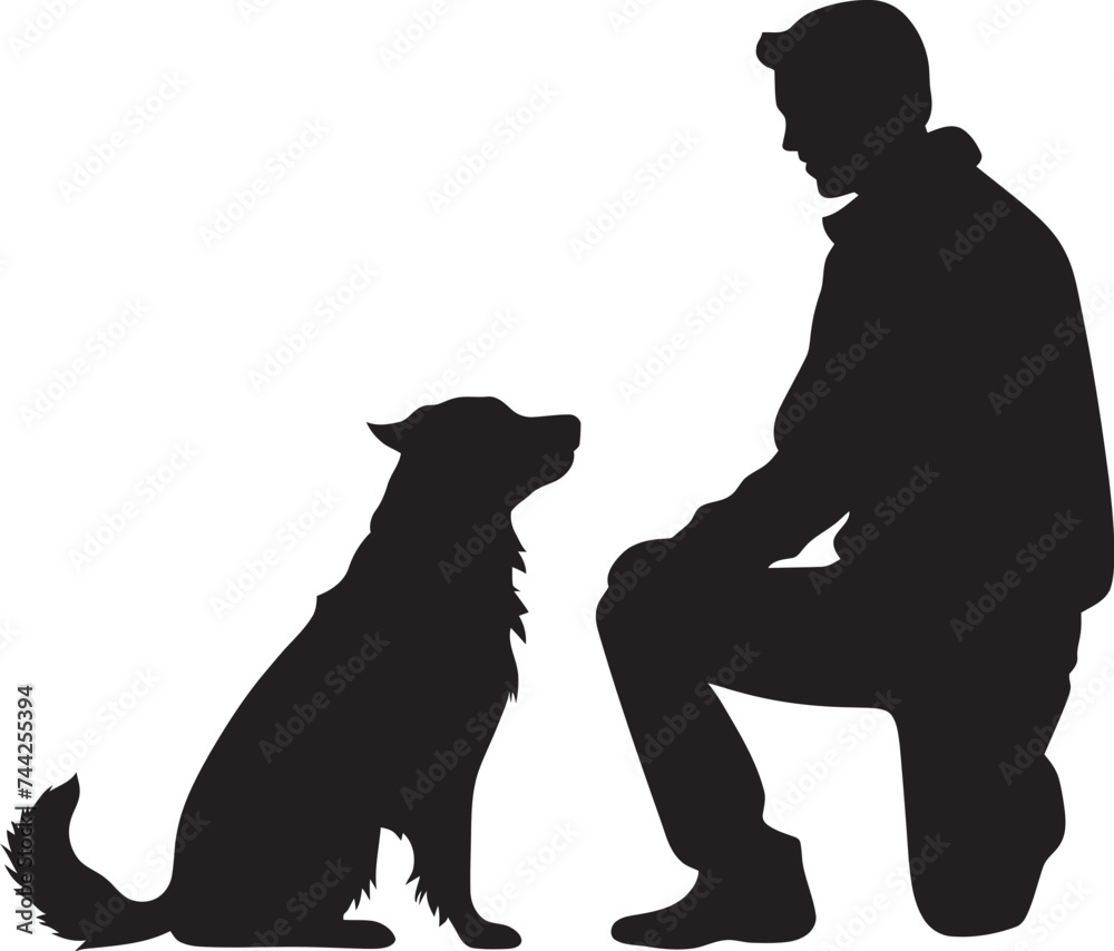 Pawfectly Paired Vector Graphics for Dog and Human Connection Woof Worthy Iconic Black Logo for Dog and Owner