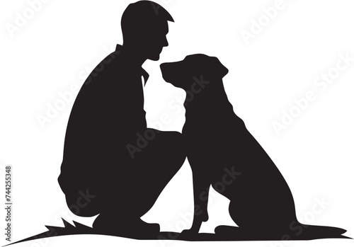 Canine Companions Vector Logo Design for Pet and Human Paws and People Icon Graphics for Dog and Companion Connection