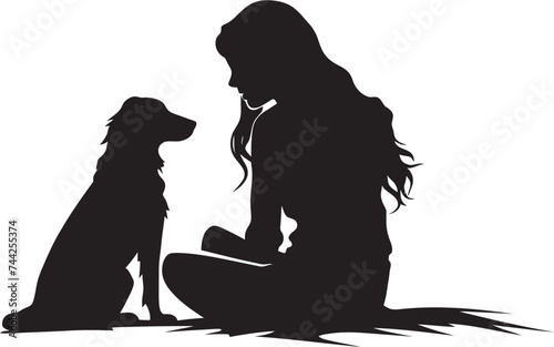 Pawprints of Friendship Vector Logo Graphics for Dog and Companion Iconic Bonds Black Logo Design for Dog and Human Duo