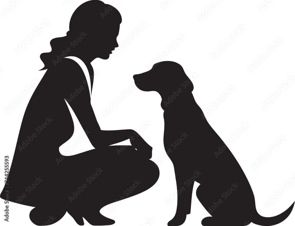 Wagging Tails Logo Black Icon Pawsitively Connected Icon Dog and Owner Graphic