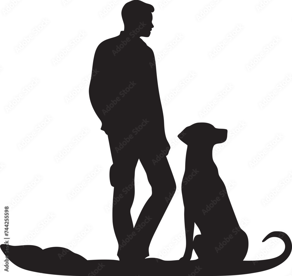 Pawsitively Connected Icon Dog and Owner Graphic Loving Leash Emblem Vector Graphic