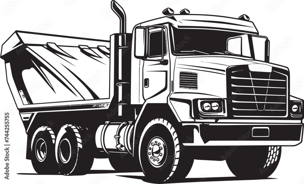 Dump Truck Mastery Vector Logo Graphics Hauling Power Black Icon Design for Dump Truck