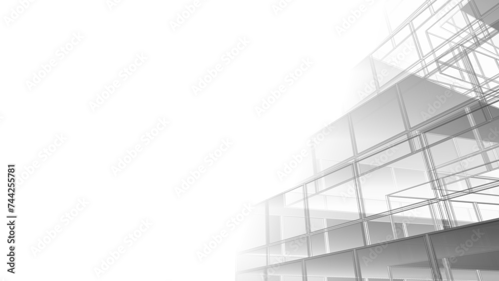 Modern building architectural drawing 3d illustration Modern building architectural drawing 3d illustration