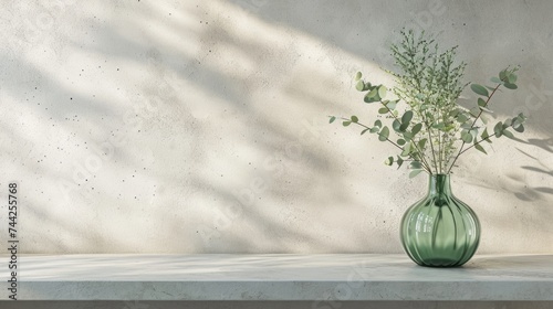 White, empty textured wall and stage background of a podium, generative ai