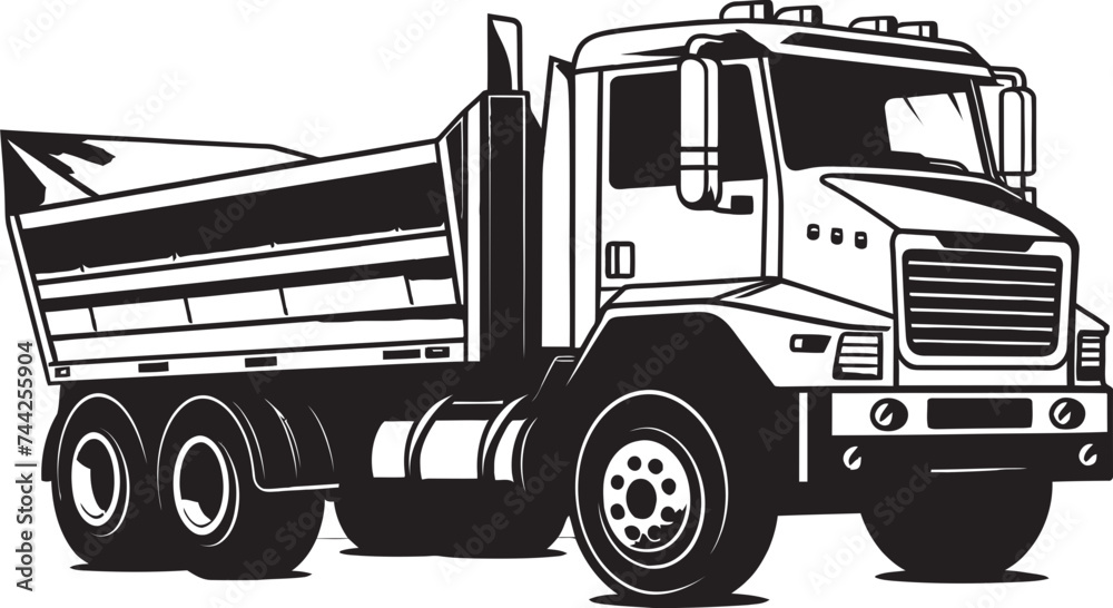 Iconic Hauler Industrial Dumper Vector Logo Black Beauty Dump Truck Design Iconography