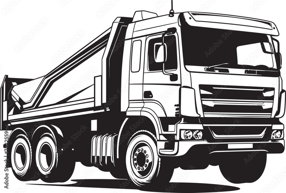 Industrial Iconography Dump Truck Vector Design Vector Visions Black Industrial Dumper Logo