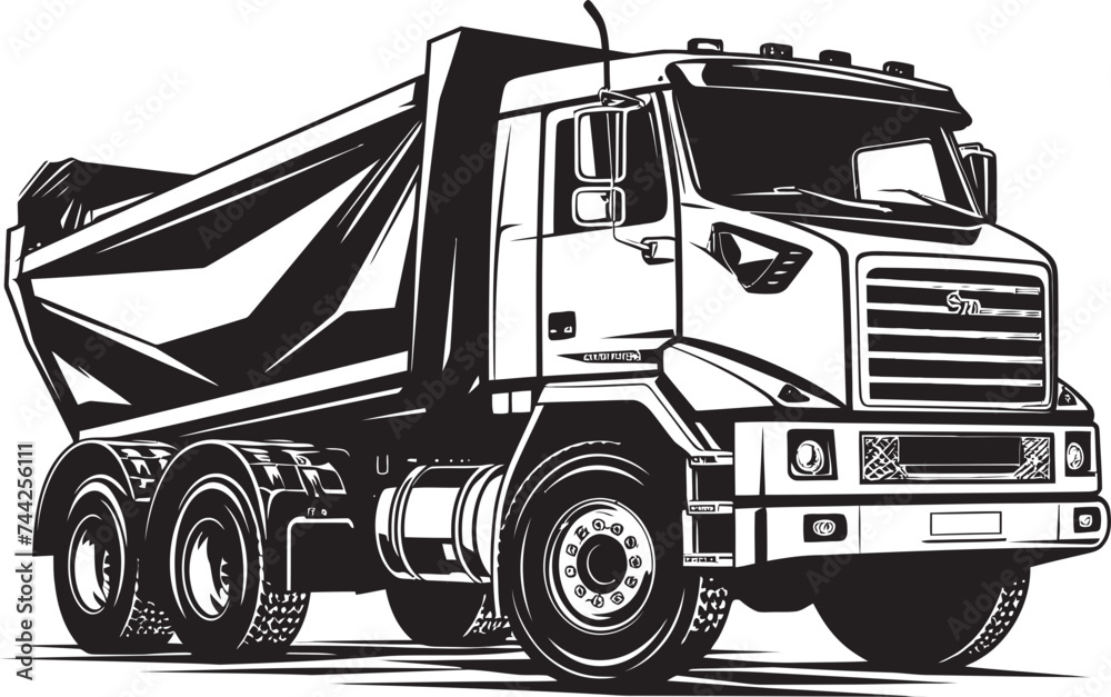 Blackout Hauler Dump Truck Iconic Black Logo Dumping Excellence Black Vector Icon Design