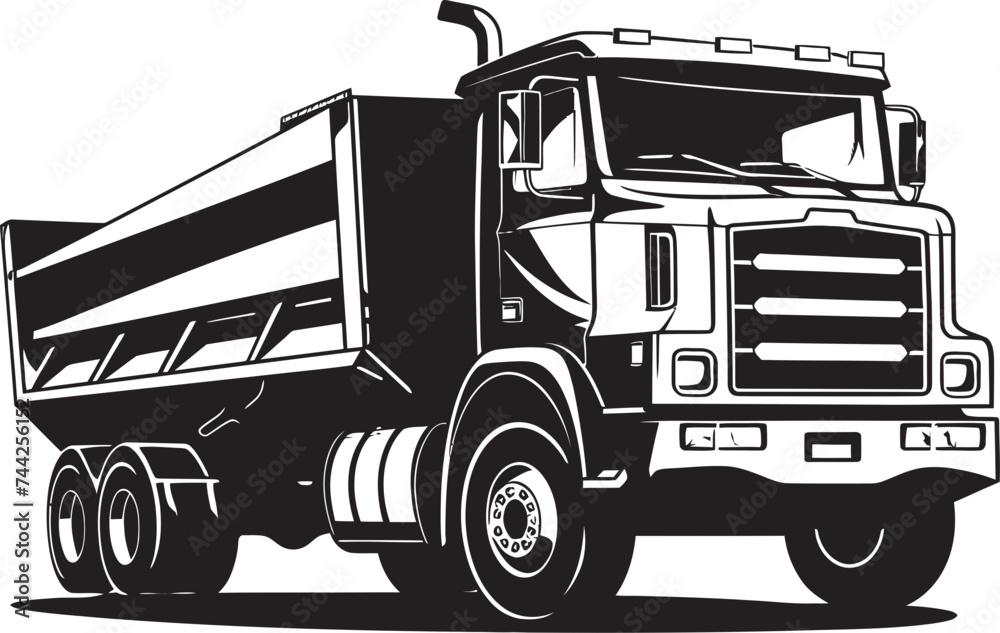 Dump Truck Dynamics Iconic Black Logo Graphics Black Beauty Industrial Dumper Vector Black Icon