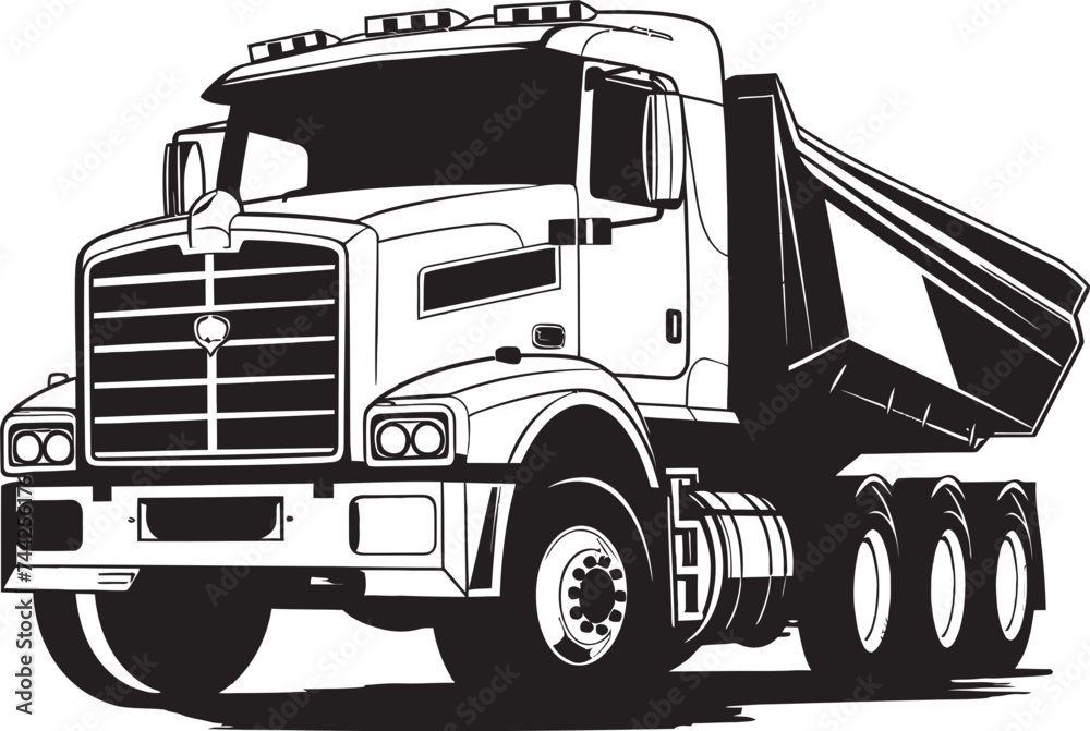 Symbol of Power Dump Truck Logo in Black Innovative Industrial Design Dumper Vector Logo