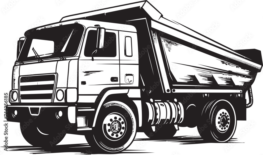 Efficiency Personified Industrial Dumper Icon Sleek and Strong Dump Truck Logo Vector