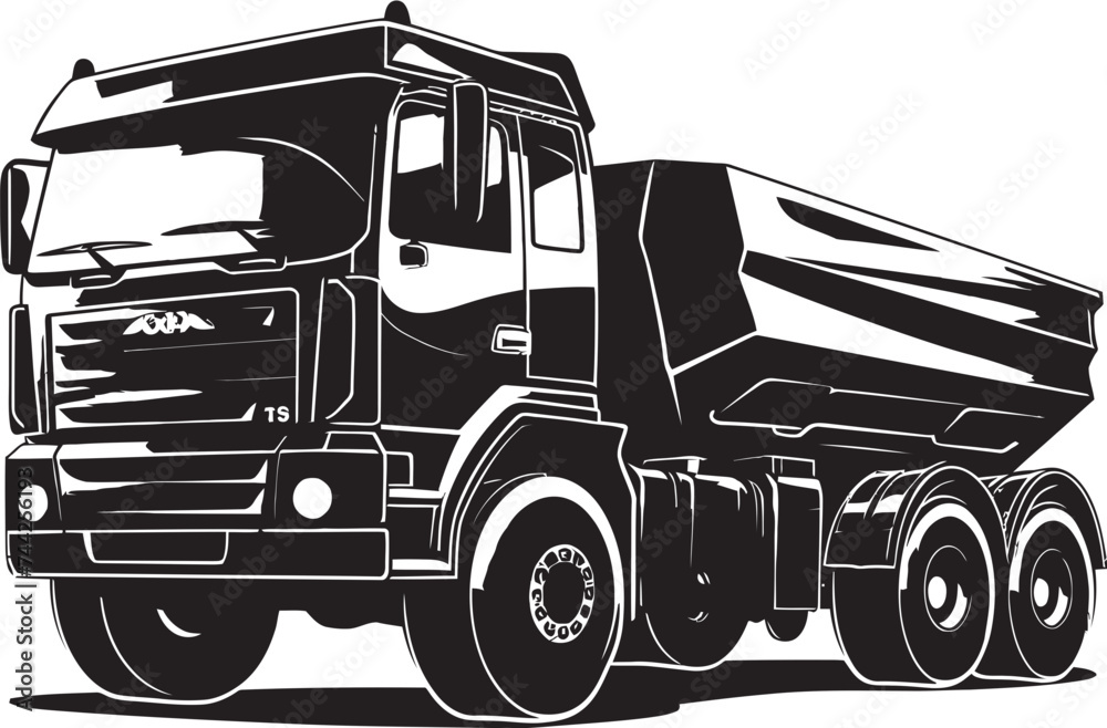 Precision Engineering Dump Truck Vector Logo Dynamic Black Logo Industrial Dumper Graphic