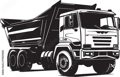 Precision in Motion Industrial Dumper Graphic Modern Minimalism Dump Truck Icon Vector