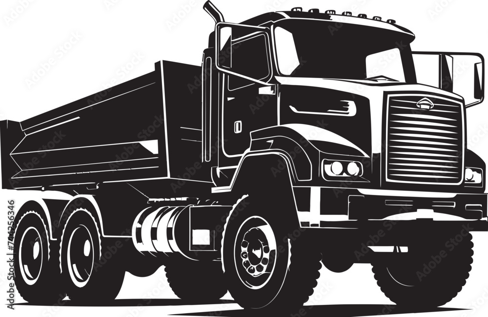 Industrial Elegance Black Logo for Dumper Design Precision Power Dump Truck Vector Icon
