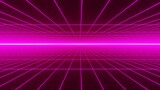 3d abstract retro pink purple neon grid. Wireframe sci-fi futuristic background 80s 90s videogame y2k style. Glow shine light in the middle of space galaxy. Disco music party. Illustration 8k 