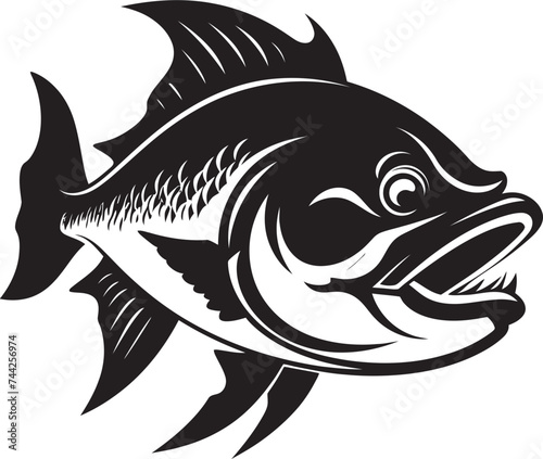 Nightmare Navigator Black Fish Logo Icon Shadow Strike Feared Mascot Vector Design