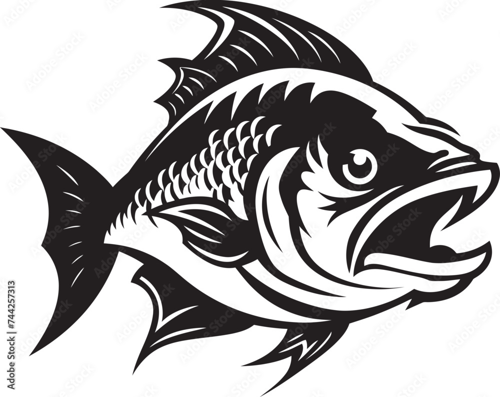 Deep Sea Majesty Black Fish Icon Vector Tropic Treasures Vector Black Fish Design