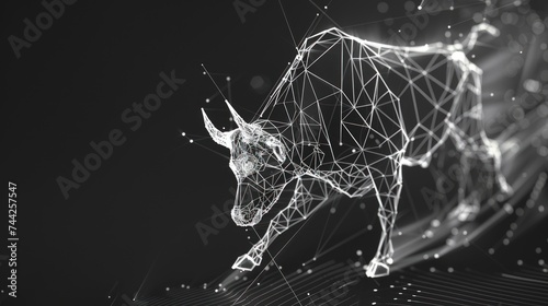 Stock market. Bull market forex trading. Geometric line low poly wireframe. generative AI