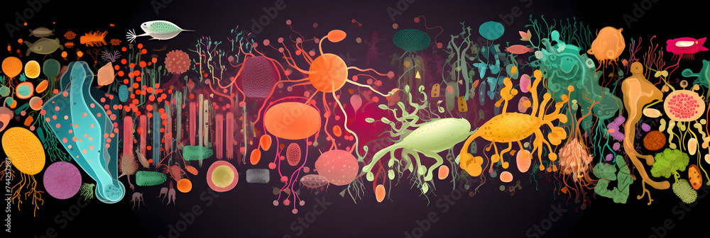 Intricate Illustration of Diverse Microbiota in the Human Gut: A Closer Look at Our Second Brain