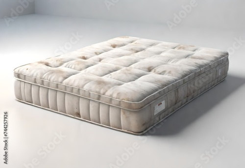 a fictional unbranded dirty mattress, king size, queen size, twin size, single size, double size