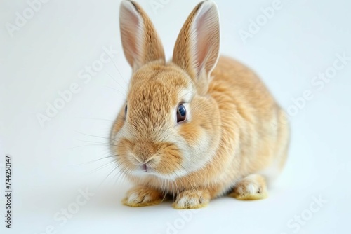Close-up portrait of a cute rabbit Isolated on a white background Capturing the essence of easter joy © Lucija