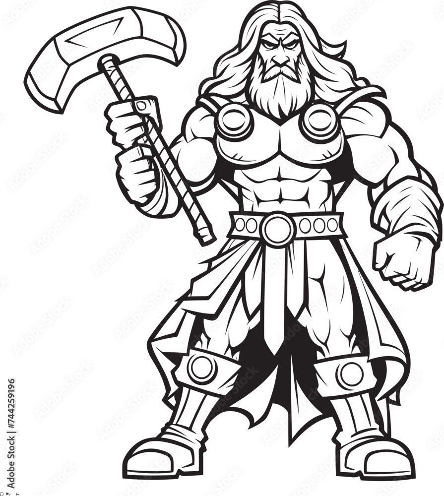 Axe Avenger Long Haired Superhero Logo Blade Brawler Vector Icon of Hero with Axe Axe Avenger Long Haired Superhero Logo Blade Brawler Vector Icon of Hero with Axe