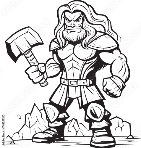Blade Brawler Black Iconic Axe Mystic Warrior Vector Hero with Axe
