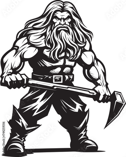 Defenders Devotion Long Haired Logo Icon Blade Brawler Black Iconic Axe