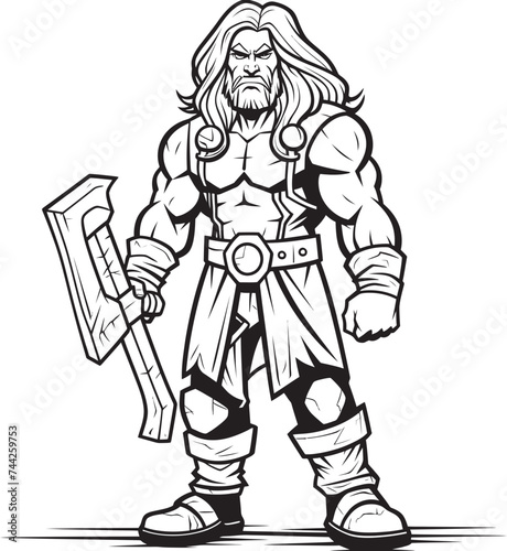 Blade Brawler Long Haired Axe Icon Mystic Warrior Vector Hero Emblem