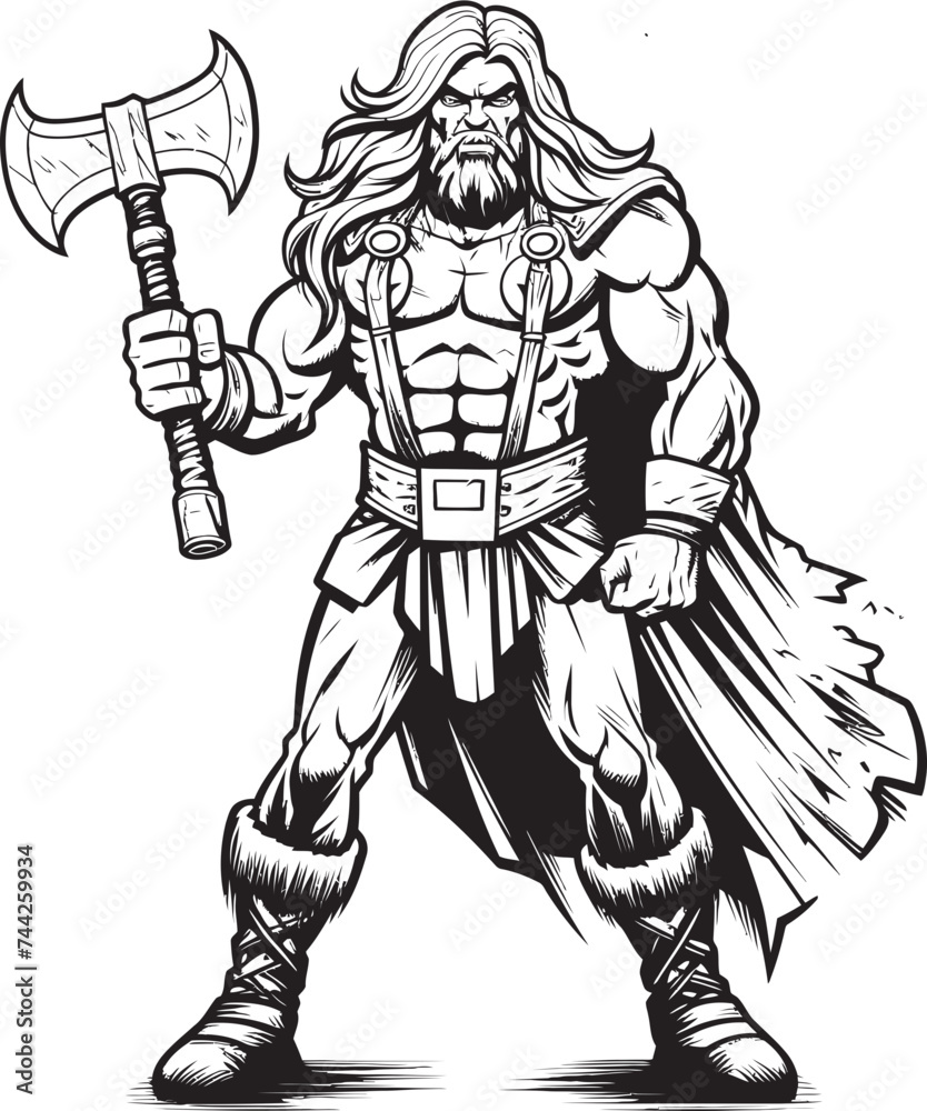 Dark Guardian Vector Graphics of Axe Hero Axe Assassin Long Haired Heroic Emblem Dark Guardian Vector Graphics of Axe Hero Axe Assassin Long Haired Heroic Emblem