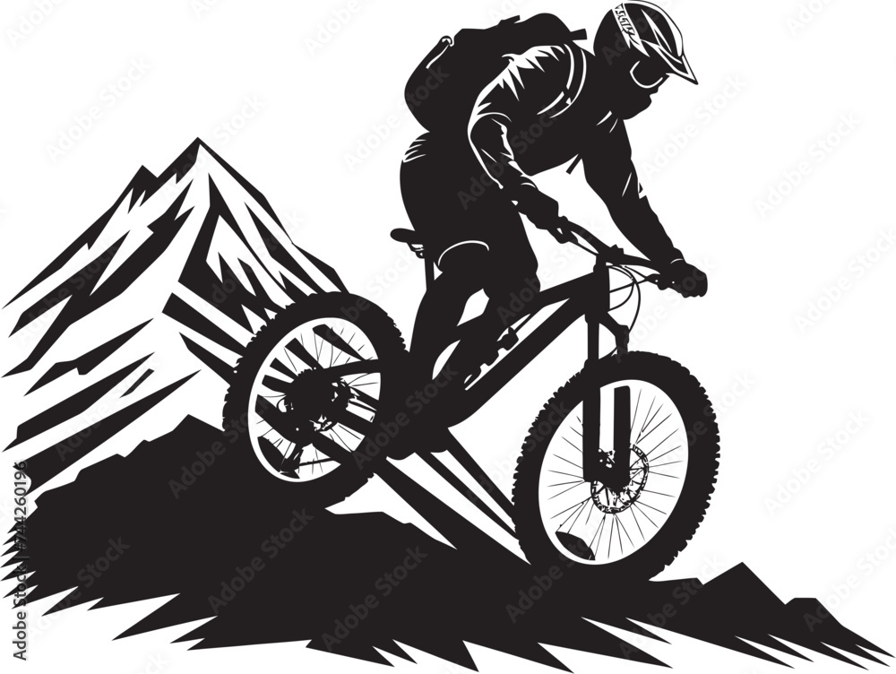 Naklejka premium Extreme Expedition Black Downhill Logo Vertigo Venture Iconic Biker Emblem