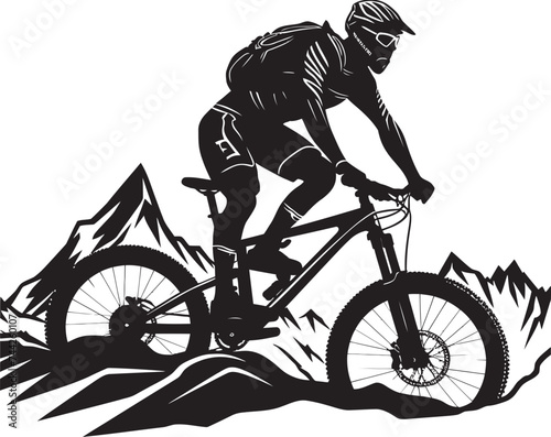 Extreme Expedition Iconic Biker Emblem Vertigo Venture Vector Downhill Icon