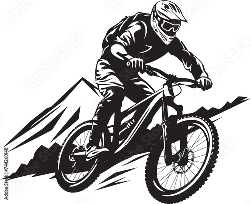 Trailblazer Triumph Vector Downhill Design Alpine Ascent Black Mountain Biker Icon