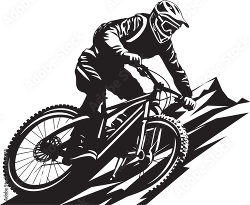 Wild Ride Downhill Logo Design Brave Descent Iconic Biker Icon